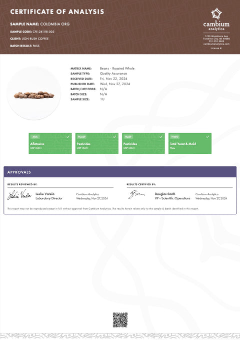 Colombian coffee lab report