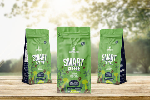 3 smart coffee bags in nature-product-backdrop-green-trees-sunlight