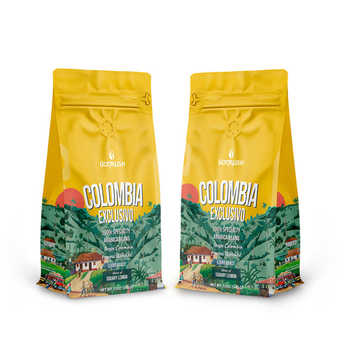 two bags of colombia exclusivo by lionrush coffee